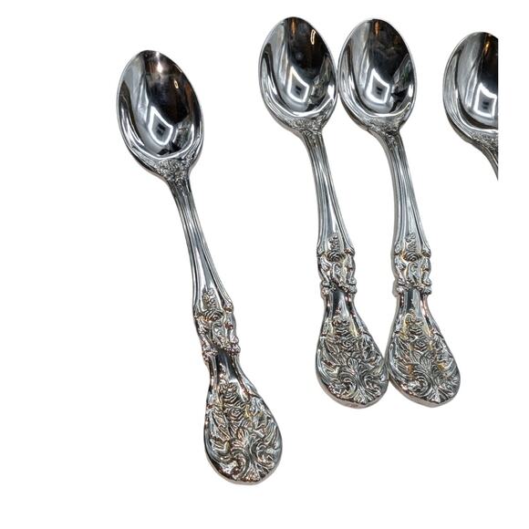 Vintage FB Rogers French Rose Set of 10 Small Silverplate Demitasse Spoons - Picture 3 of 7